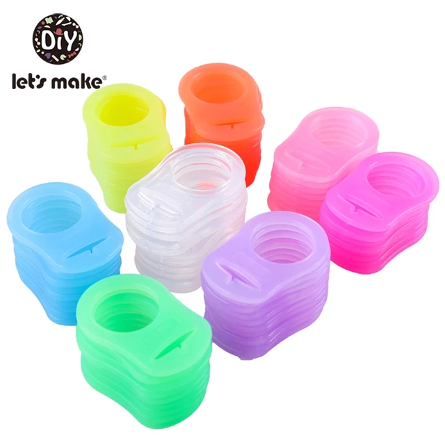 Let's Make BPA Free 50pc baby silicone baby pacifier mam dummy chain holder pacifier clip adapter rings Colorful teething beads