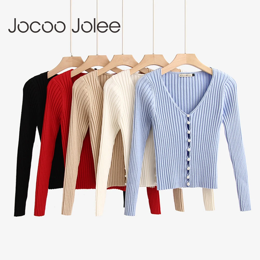 Женский вязаный однобортный Кардиган Jocoo Jolee свитер с длинным рукавом и глубоким v образным вырезом весна 2019|