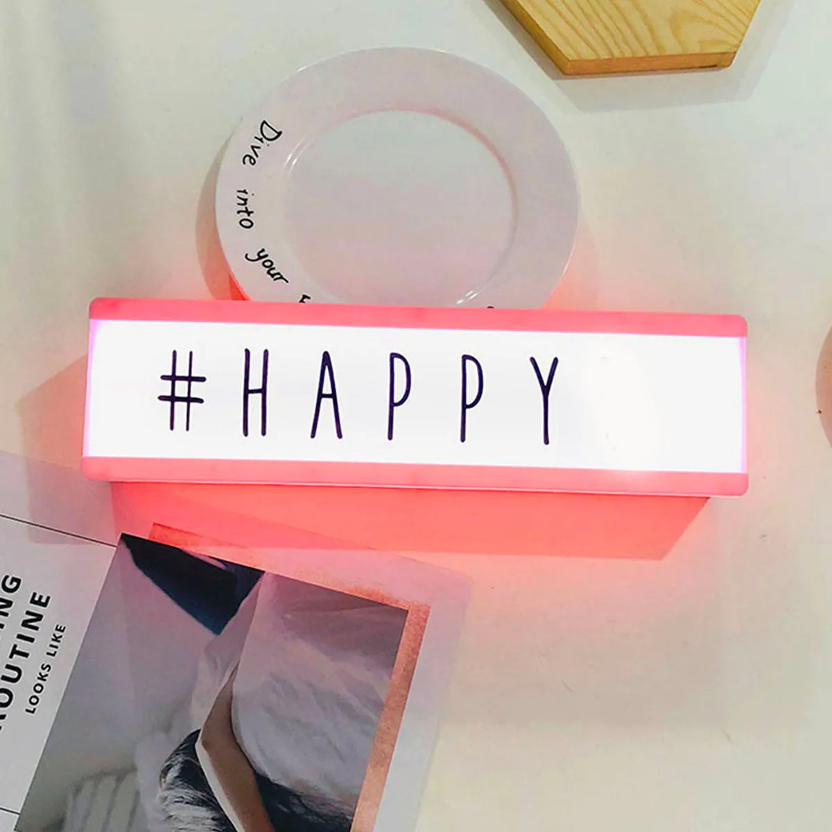 

Creative Cinema LED Porch Light Up Sign Box Lightbox Message Board Letter Cinema 15 LM Mini light box decoration USB charging