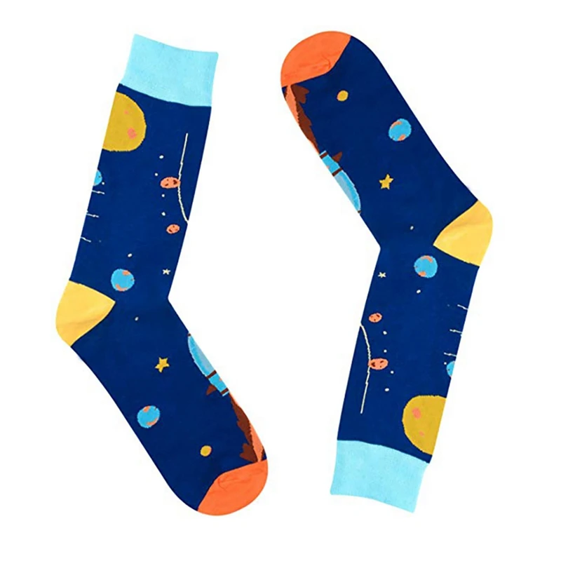 Мужские и женские повседневные носки средней длины с космическим/математическим принтом, чулочно-носочные изделия из хлопка и спандекса, аксессуары, 4 цвета, носки 20 см