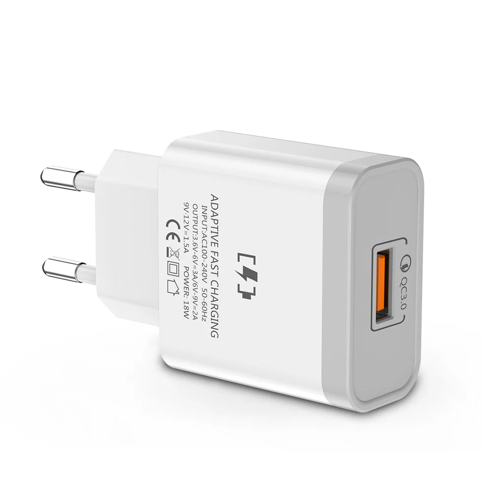 

18W Fast Charge 3.0 Fast Mobile Phone Charger EU Plug Wall USB Charger