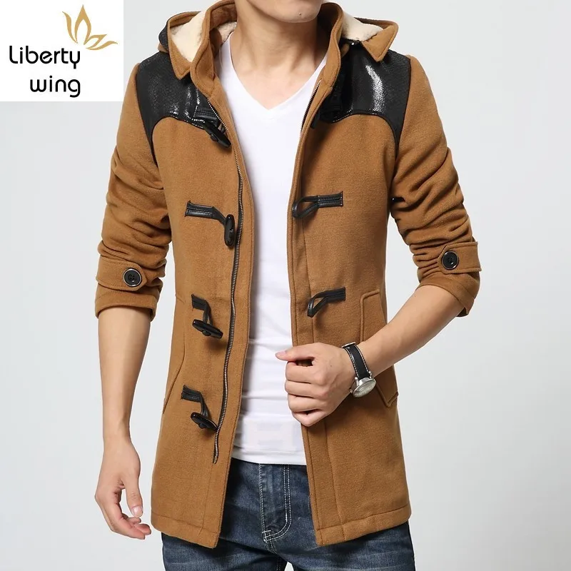 Winter New Brand Fashion Mens Long Fleece Trench Jackets Warm Thicken Woolen Parkas Fur Hooded Quilted Coats Winter New Brand Fashion Mens Long Fleece Trench Jackets Warm Thicken Woolen Parkas Fur Hooded Quilted Coats