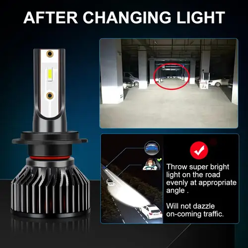 Xstorm-미니 H4 H7 LED 전구 자동차 헤드라이트, lampada H1 H3 H8 H11 Led 9005 HB3 9006 HB4 12000LM 6000K 백색 자동 안개등 전조등 3