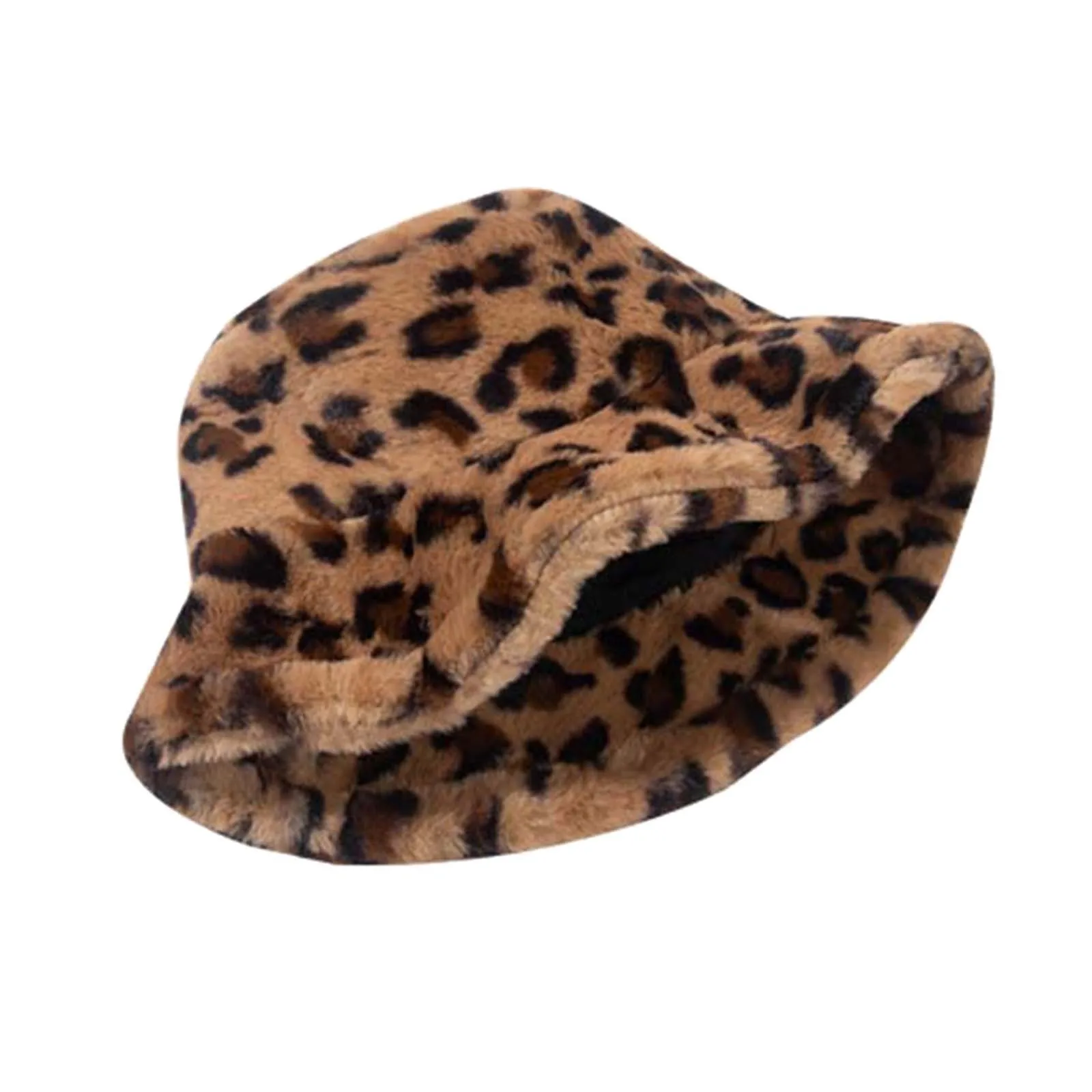 Autumn Winter Panama Hat for Women Faux Fur Bucket Hats Cow Print Plush Velvet Warm Fisherman Vacation Cap | Аксессуары для одежды