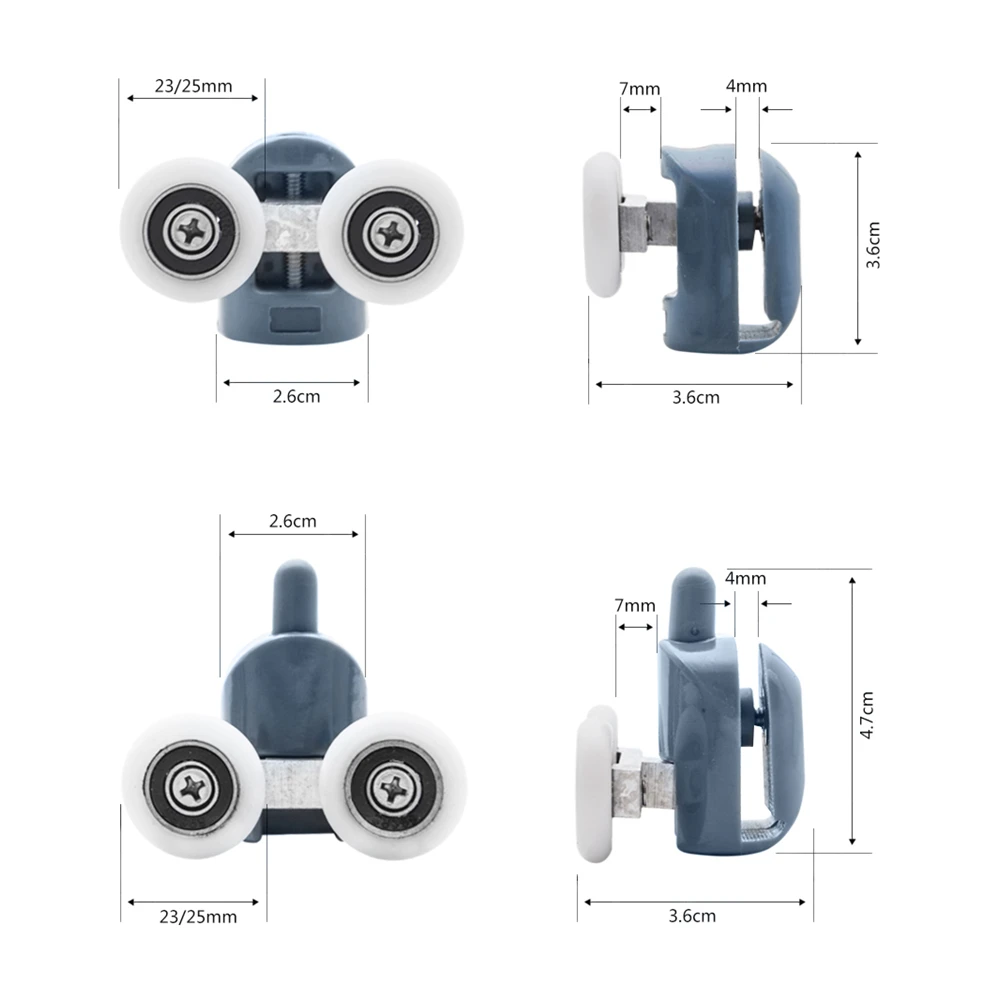 1 комплект 4 шт./8 шт. 23 мм/25 мм двойной алюминиевый сплав колеса всплывающие двери для душа ролики для душевой кабины бегуны шкивы для раздвижной двери