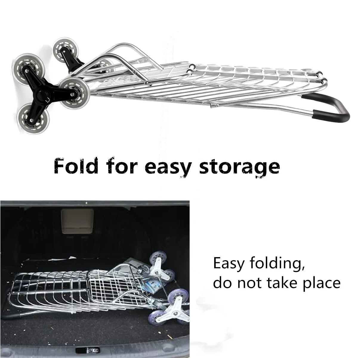 

Hot New Portable Folding Shopping Cart Hand Cart Basket Bag Luggage Trolley Climb Stairs 6 Wheels Aluminum Alloy
