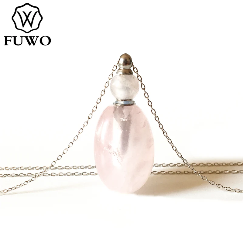 Ожерелье FUWO из натурального розового кварца с флаконом духов разнообразные