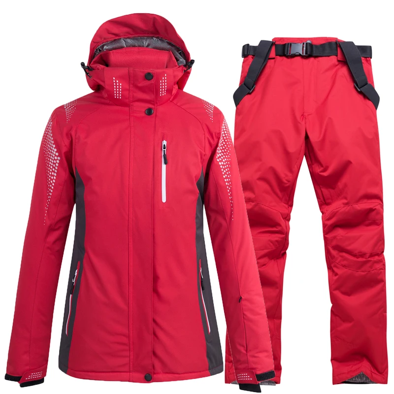 Комплекты для катания на лыжах, куртка и штаны, женский лыжный костюм, комплекты для сноубординга, очень теплая ветрозащитная Водонепроницаемая зимняя одежда для улицы - Цвет: Sets 2