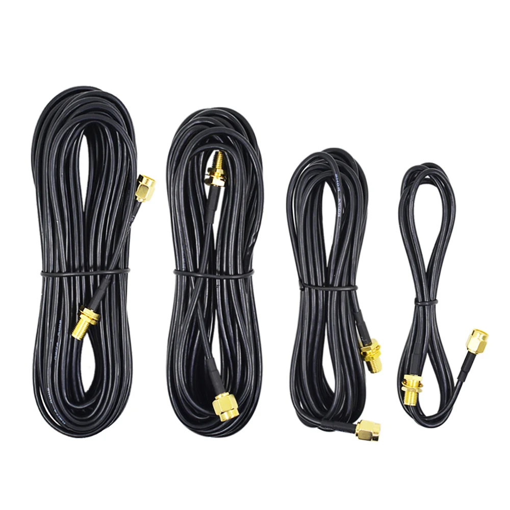 CHIPAL 10M 12M 15M 20M RG174 RP-SMA Cable de extensión macho a hembra alimentador de alambre Coaxial WiFi tarjeta de red LAN antena del Router