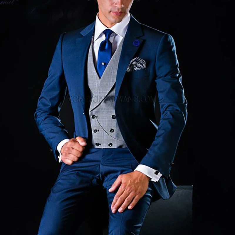 3 Piece Men Suits for Wedding Tuxedo Notched Lapel Male Jacket with Pants Vest New Fashion Clothes