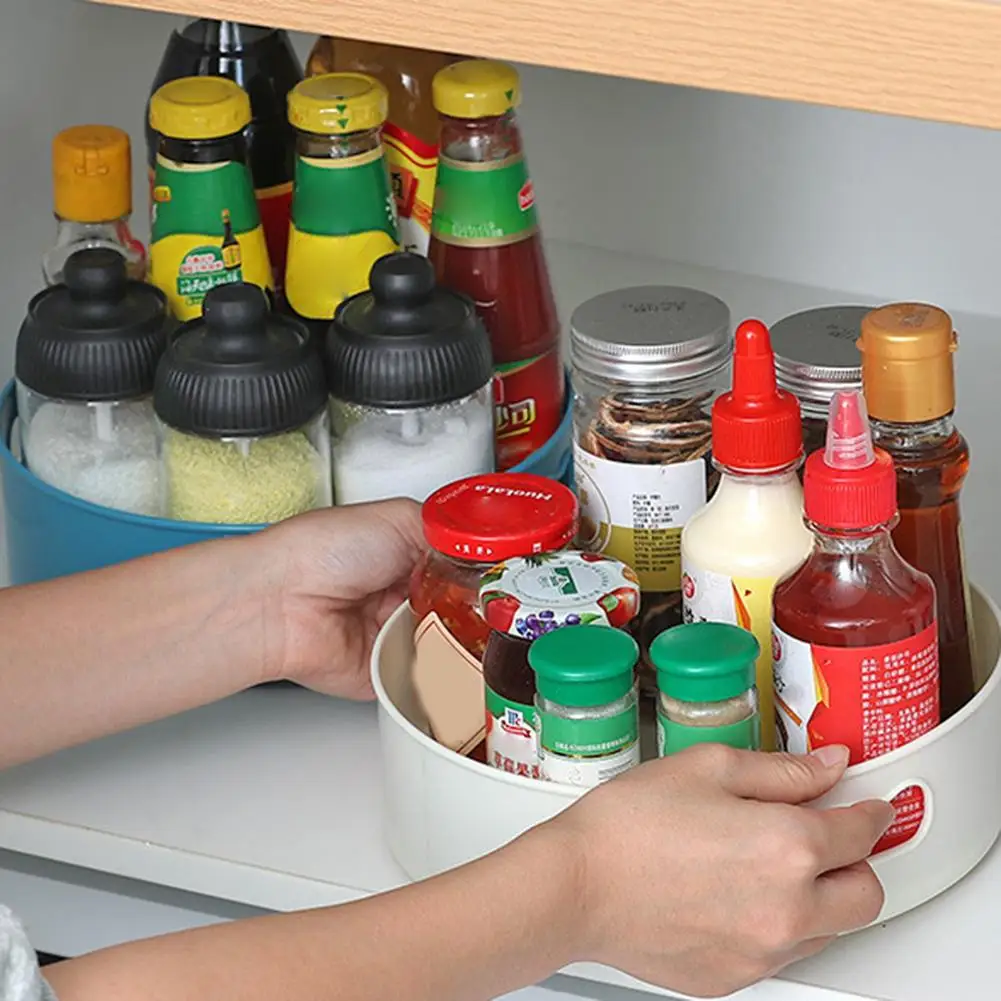 

Non-Slip 360 Degree Rotating Storage Tray Multifunctional Plastic Storage Boxs Desktop Kitchen Candy Box Organizer Home Supplies