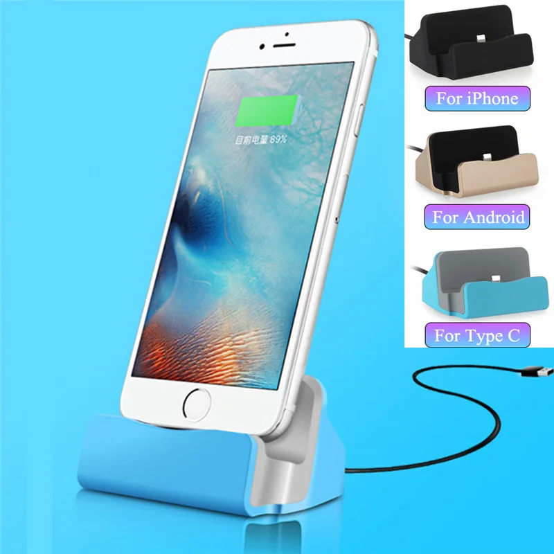 Настольная док станция для смартфона iPhone 6 6s 7 8 Plus Samsung A10 A20 A30 A40 A50 A60 A70 A80 Micro USB Type C