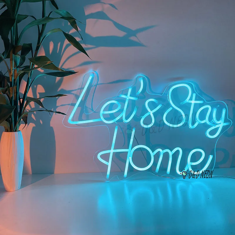 Let's Stay Home, Home Wall Decoration,Neon light, Neon Sign Bedroom,Living Room Kitchen Decor,Led Neon Art large capacity round copper storage tray sundries storage trays jewelry organizer desk dish home decoration kitchen storage