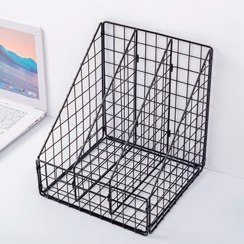 

Grid Iron Foldable Storage Rack Household Desktop Book azine Finishing Shelf Metal Creative Simple Office File Management Cas