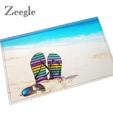 Zeegle 3D пляжный Печатный Дверной Коврик придверный коврик нескользящий коврик для входной двери Прихожая Добро пожаловать пол коврик фланелевый коврик для ванной