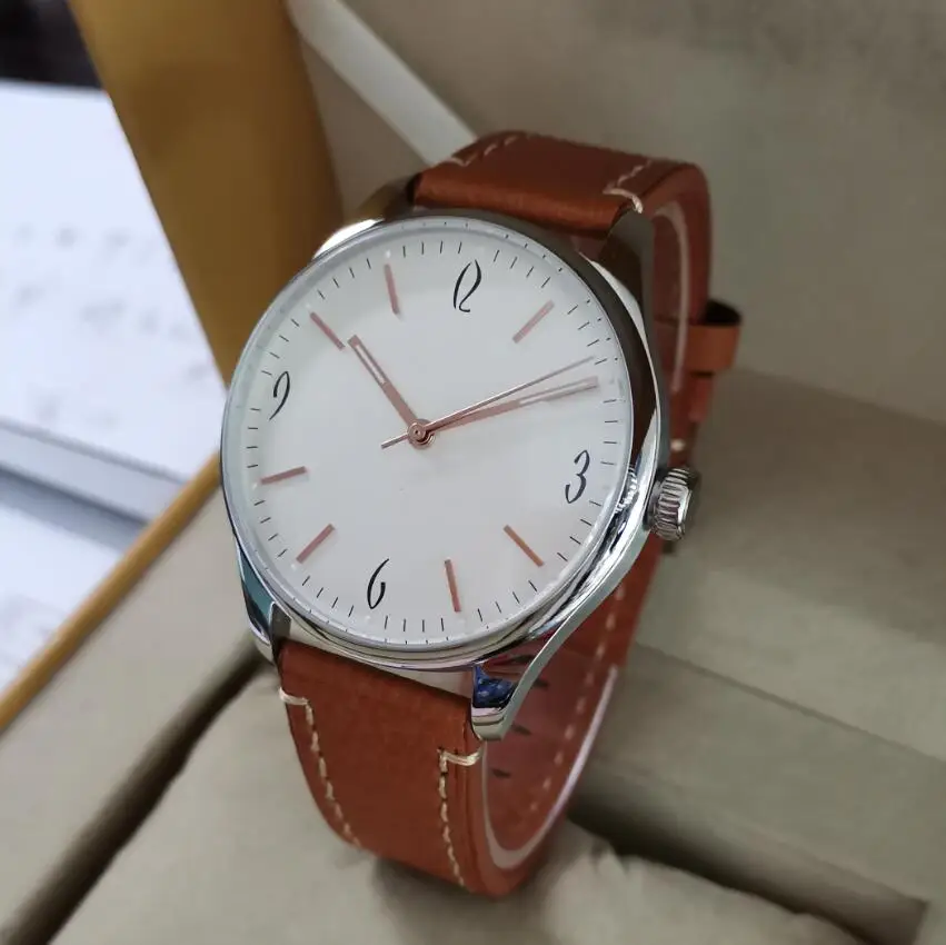 

Мужские автоматические часы без логотипа, 40 мм, с сапфировым стеклом, бежевым и белым циферблатом, часы в стиле Чайка ST2130, частота вибрации при часовом механизме 28800