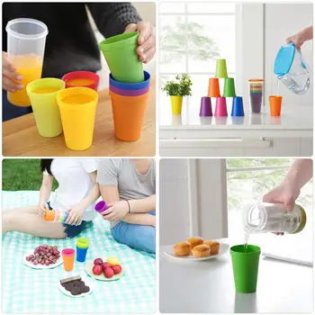 

7pcs/lot Rainbow Plastic Cup Set Festival Wedding Birthday Cup Suit Portable Camping Tea Set Picnic Trekking Travel Tableware