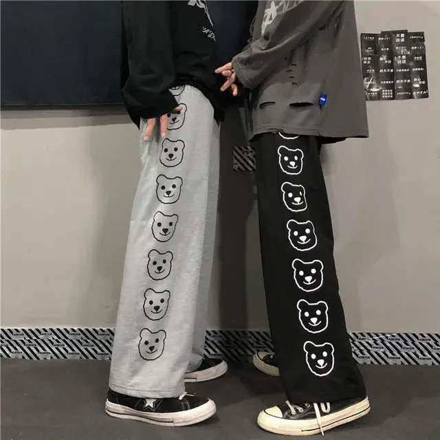 Korean Style Wide Leg Pants Cartoon Print Harajuku Trousers Women Streetwear Autumn Fashion Streetwear Sweatpants Women 1