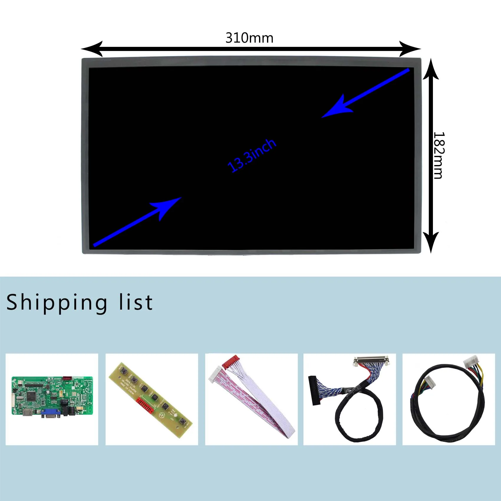 US $114.47 LCD Monitor 133 LQ133M1LW02 1920X1080 LCD Screen with HDMI VGA Audio LCD Board used to Laptop LisplayDIY Car display etc