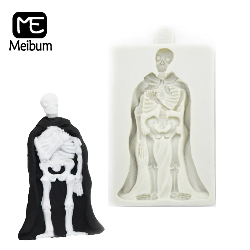 

Meibum Halloween Silicone Fondant Cake Mold Easter skeleton Pattern Chocolate Candy Paste Sugar Craft Decorating Mould