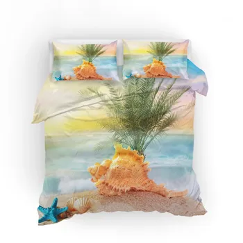 

Holiday Bedding Set Tropical Beach Duvet Cover Set Pillowcase Starfish Shell Swim Ring Bed Linen Set Full Queen King Bedding
