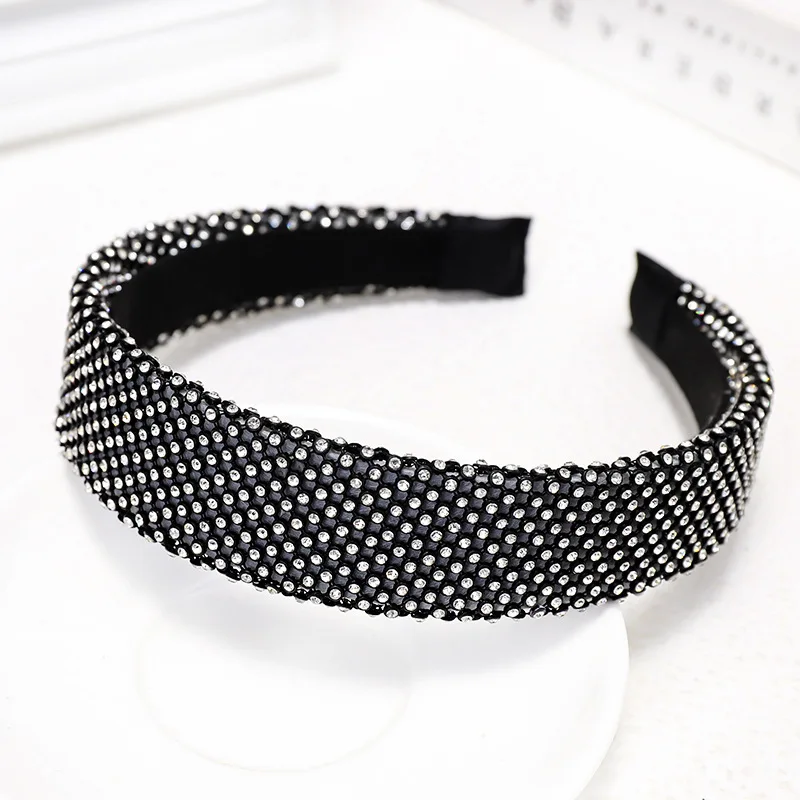 Rhinestone Black Роскошная хрустальная лента для волос головная повязка для женщин Свадебная каменная Стразы головная повязка обруч для волос корейский стиль аксессуары для волос - Цвет: Rhinestone Black