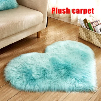 

Heart Shape Carpet Non-Slip Bedroom Mat Long Plush Pad Door Decor Ornament GQ