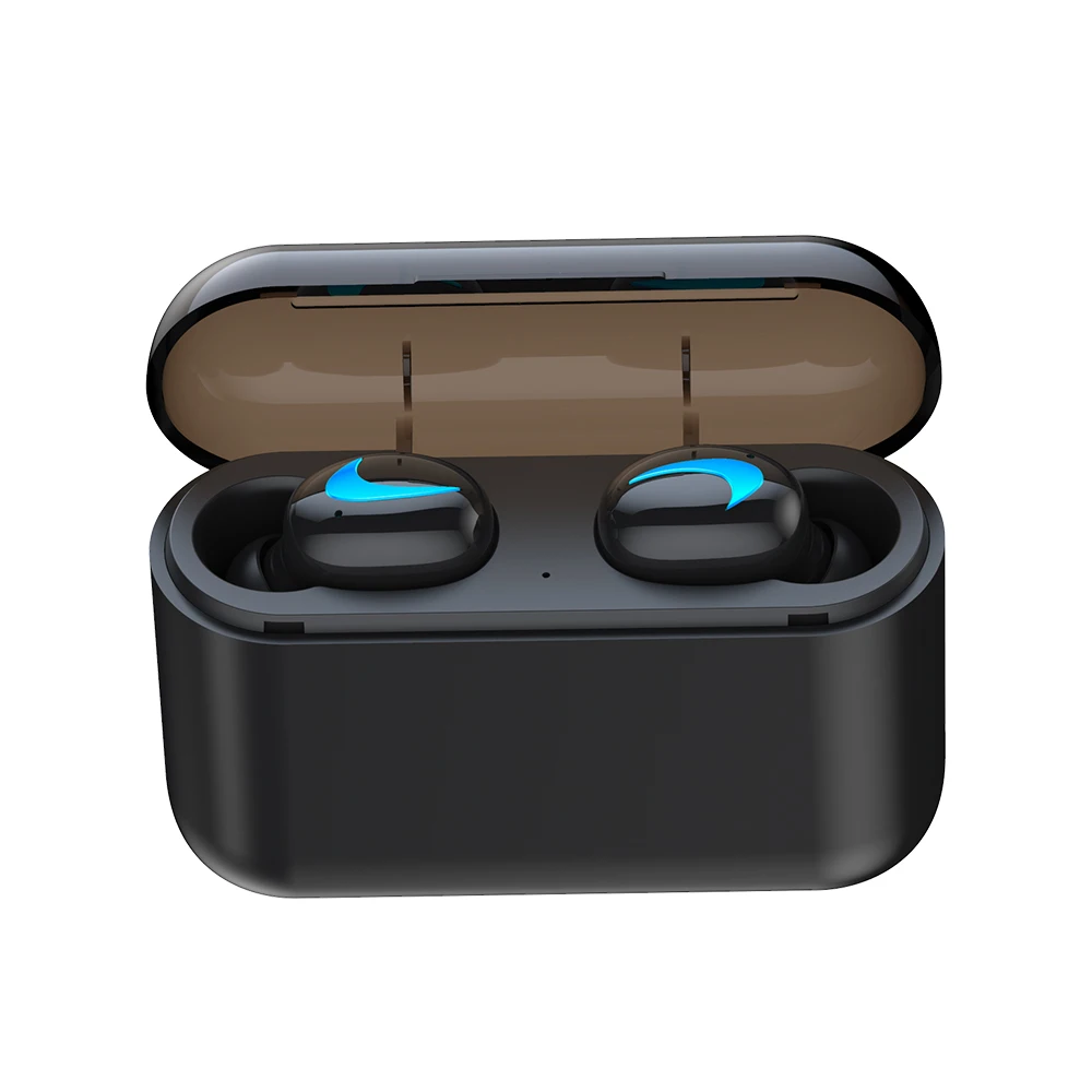 Black Bluetooth наушники 5,0 TWS беспроводные мини наушники спортивные водонепроницаемые наушники стерео гарнитура с микрофоном зарядная коробка - Цвет: Black