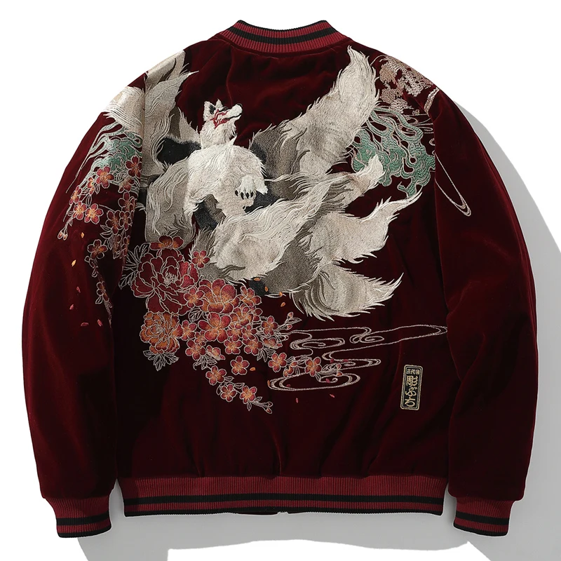 2022 new Japanese heavy craft embroidery Nine Tailed Fox coat men's ukiyo Yokosuka personalized jacket spring and autumn season 4