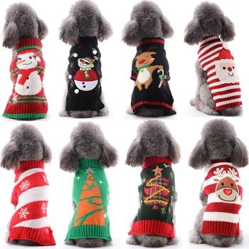 

Christmas Santa Claus Dog Sweater Stripe Dog Vest Waistcoat Pet Reindeer Clothes For Small Medium Dogs Autumn Winter Apparel