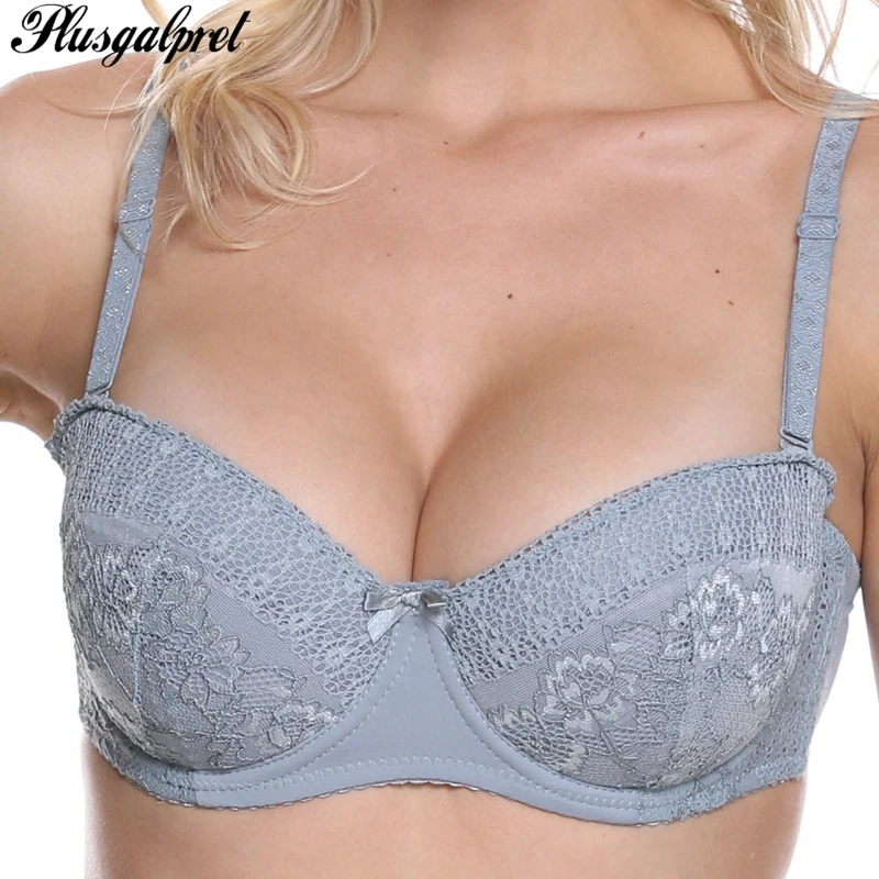  Plusgalpret Half Cup Strapless BH Stylish Bra Push Up Underwired Bralette Deep-V Adjusted-straps Un