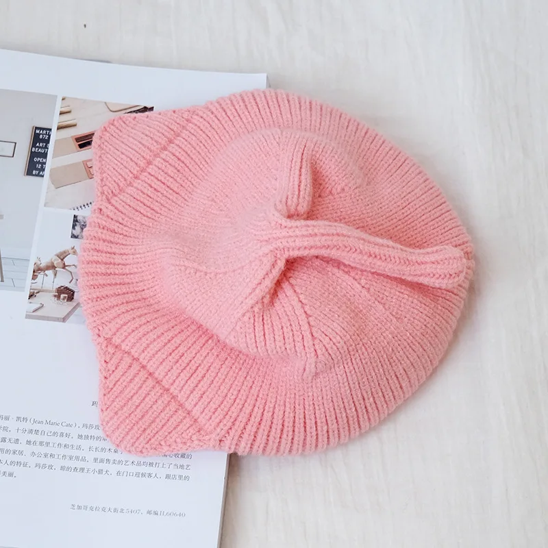 10 шт./партия, 01909-pan-cat ear, зимние теплые Детские береты с рисунком, шапка для мальчиков и девочек, Детская уличная шапочка для отдыха