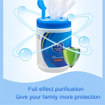 

Alcohol Wipes 60PCS 75% Alcohol Barrel Disinfection Wipes 60 Pumping Canned Alcohol-pads Outdoor Travel Cleaning Sterilization