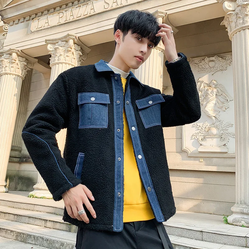 

VUYUK2020 Autumn New Trend Fashion Temperament High Quality Single-breasted Lambskin Men's Jacket Lamb Wool Coat Streetwear