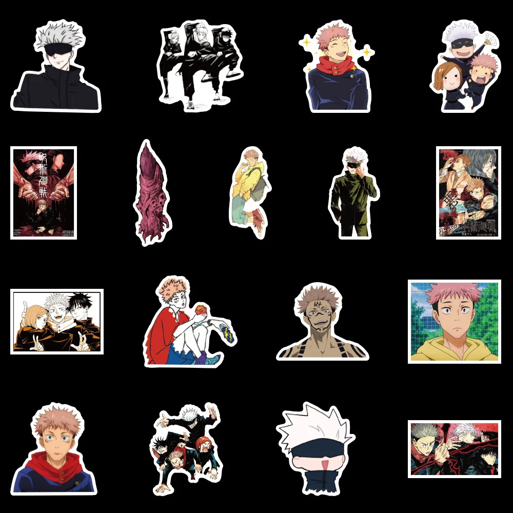 50 100pcs anime jujutsu kaisen sticker gojo satoru stickers waterproof decals skateboard sticker for laptop suitcase stickers aliexpress