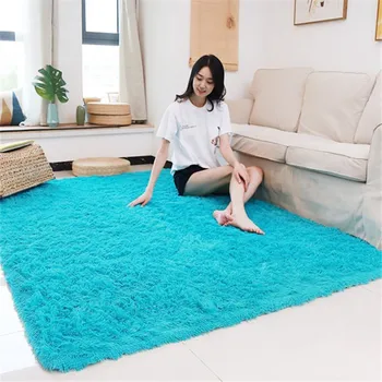 

47.2'' X 31.5'' Soft Fluffy Rugs Anti-Skid Shaggy Area Rug Dining Room Home Bedroom Silk Carpet Floor Mat 12 Colors