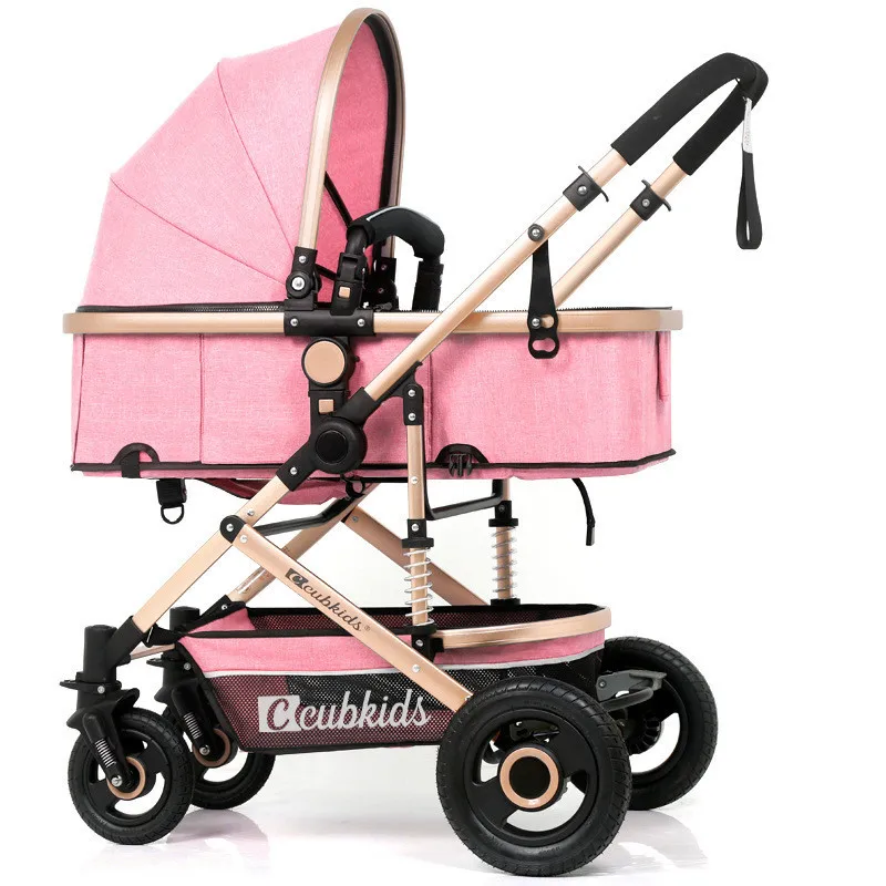 Резиновые колеса, регулируемые, высокий пейзаж, Роскошная детская коляска, 3 в 1, двусторонняя, детская коляска, Горячая мама, розовая коляска - Цвет: 9