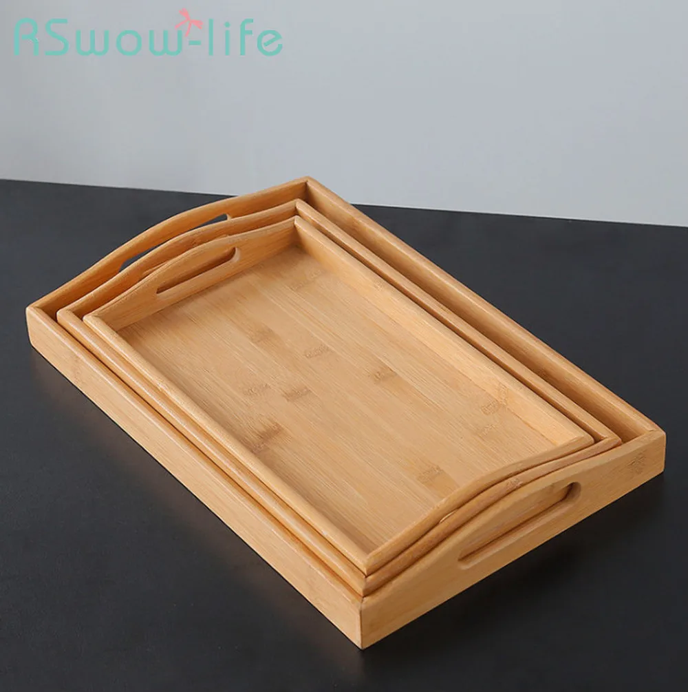 

Simple Rectangular Bamboo Trays Water Cup Tea Trays Home Daily Fruit Tableware Service Tray Dessert Tray For Home Storage