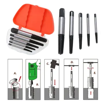 

The Nail Puller Boring Crown Screw Extractor Set Metal Silver Black Sturdy Durable Practical Extracting Component Detail Part