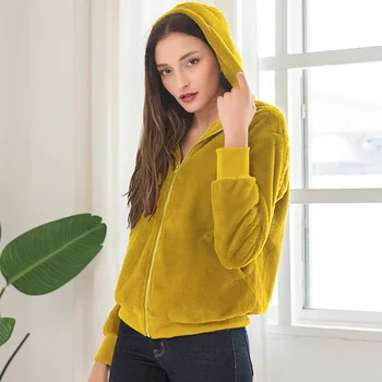 

Women Hoodie Warm Long Sleeve Fleece Jackets Crop Tops Zip Up Punk Outwear Coats with Pockets F161