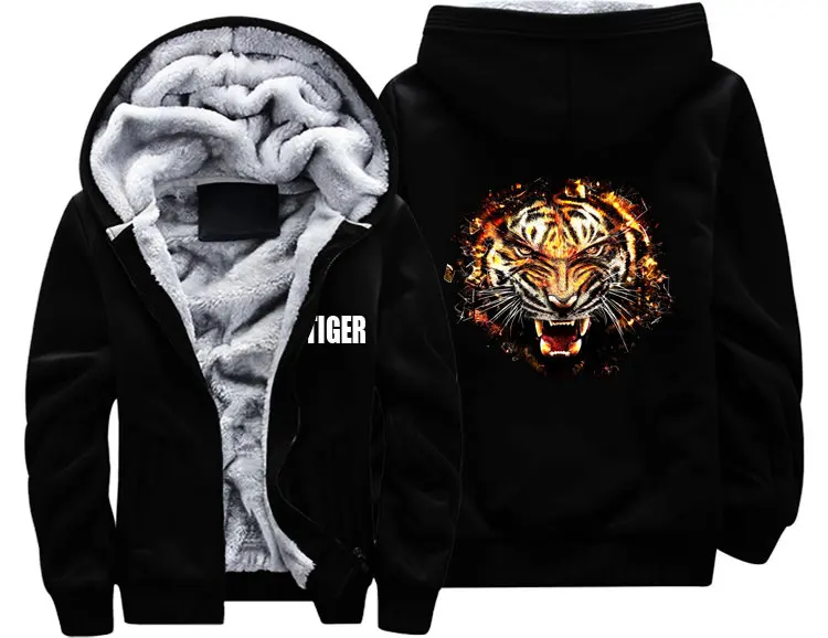 style 3 Модные мужские wo мужские теплые толстые пальто куртки зимние теплые Потрясающие Тигр Пламя ломающиеся уличные бархатные толстовки Топ толстовки - Цвет: style 3