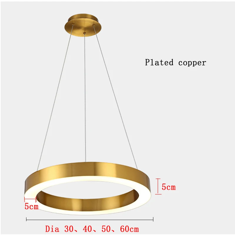 Современный золотой подвесной светильник, алюминиевый круглый подвесной светильник, светодиодные кольцевые лампы для гостиной, отеля, арт-деко, подвесной светильник Abajur - Цвет корпуса: Copper