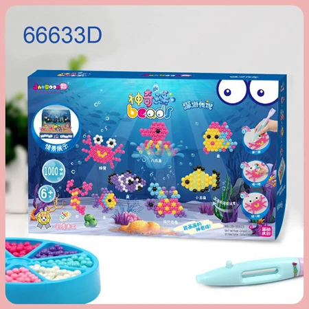 66633D 1000 шт разноцветная Волшебная головоломка игрушки водяной туман Набор Бусин DIY ремесло Животное ручной работы липкие бусины развивающая игрушка для детей хорошие подарки - Цвет: 66633D