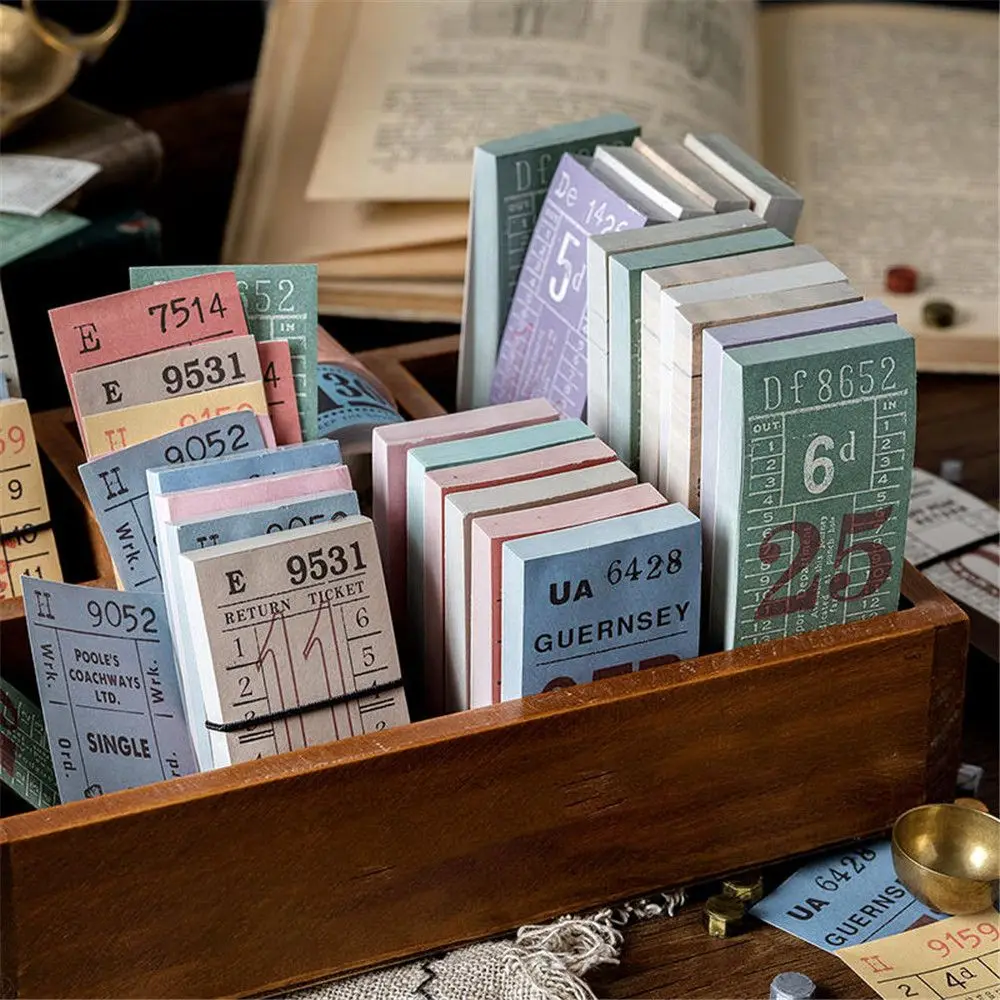

100sheets Retro Receipt Ticket Memo Pad Stub Sticky Notes Memo Post Note Paper Vintage Bill Words Phrases Stickers Office Supply