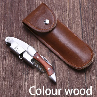 color wood with bag Открывалка для вина из нержавеющей стали штопор открывалка для бутылок Портативный нож для вина с деревянной ручкой складной винт кухонные аксессуары инструменты - Цвет: color wood with bag