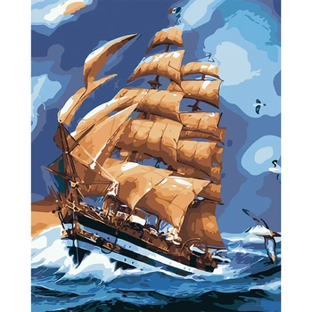 

sailboat.Hand Made Paint High Quality Canvas Beautiful Painting By Numbers Surprise Gift Great Accomplishment