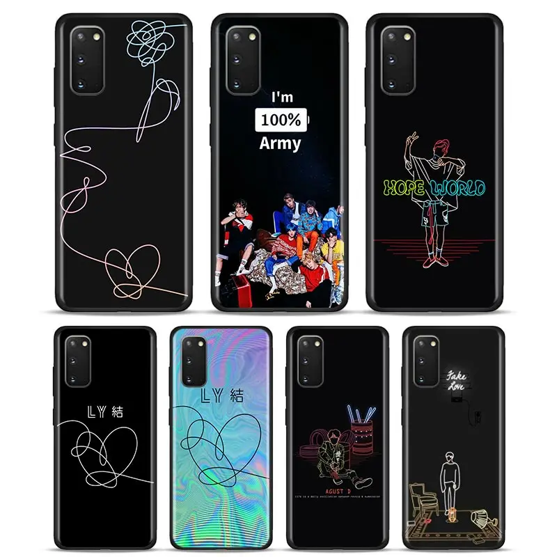 

Phone Case for Samsung Galaxy S10 S20 Ultra S8 S9 S10 S20 Plus Note 8 9 10 Plus 5G Soft Cover Rap RM JIMIN JIN SUGA J HOPE Cases