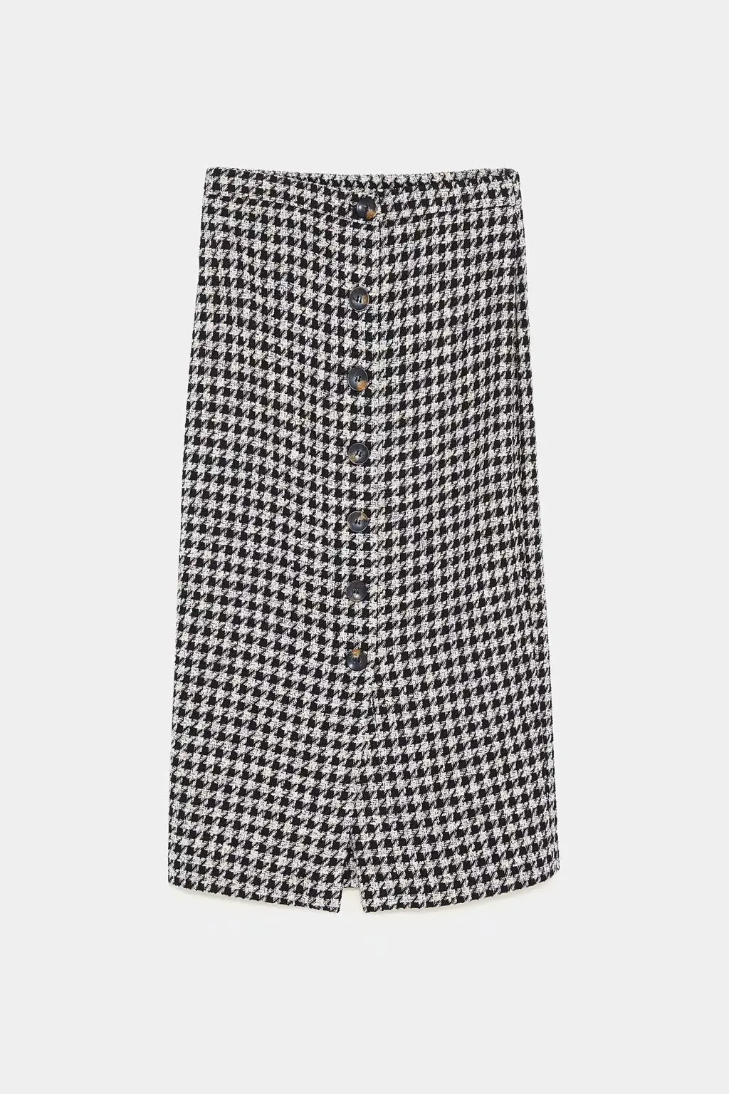 

Single Breasted Slimming High Waist Skirt Autumn New Style Thousands of Birds Mid-length Skirt One-step Skirt Skirt Women's