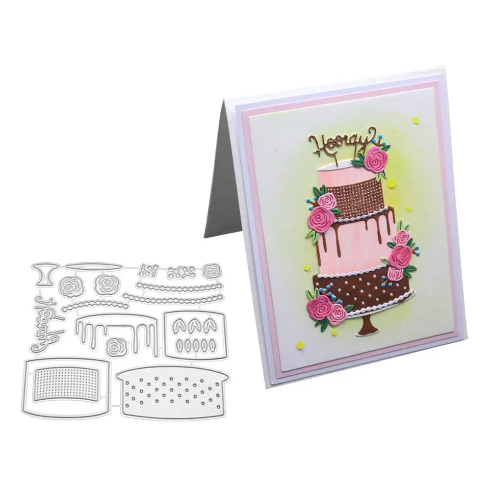LanLan торт ко дню рождения шаблон из углеродистой стали режущие штампы для DIY скрапбукинга благословение карты декор