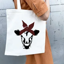 Брезентовая Сумка бандана Корова печать сумки эко многоразовая хозяйственная сумка студенческая книга сумки Дамская Повседневная сумка для покупок
